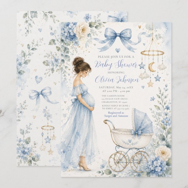 Blue Baby Shower Celebration Invitation (Front/Back)