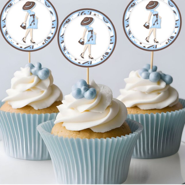 Blue baby Shower Cupcake Toppers Stickers (Creator Uploaded)