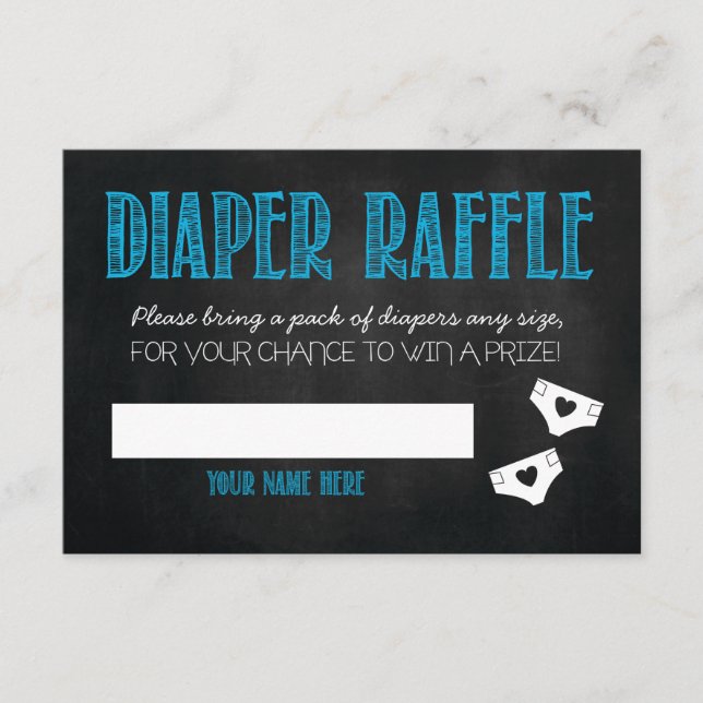 Blue Baby Shower Diaper Raffle Ticket Enclosure Card (Front)