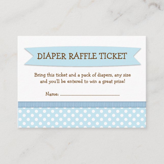 Blue Baby Shower Diaper Raffle Ticket Insert (Front)