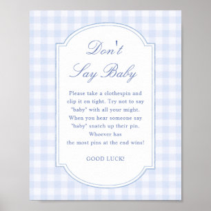 Blue Baby Shower Don't Say Baby Sign