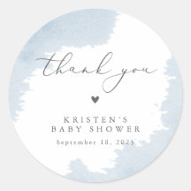 Blue Baby Shower Favour Thank You Labels