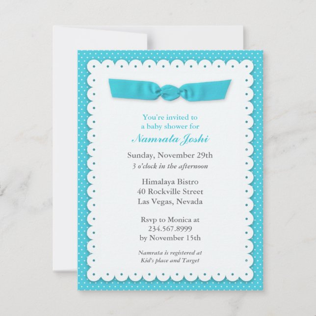 Blue Baby Shower Flat Invitation (Front)