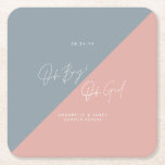 blue baby shower gender reveal square paper coaster<br><div class="desc">pink blue baby shower gender reveal</div>