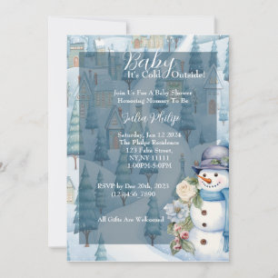 Blue Baby shower invitation. Winter theme Invitation