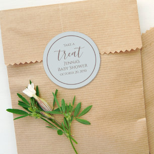 Blue Baby Shower Minimalist Calligraphy Script Classic Round Sticker