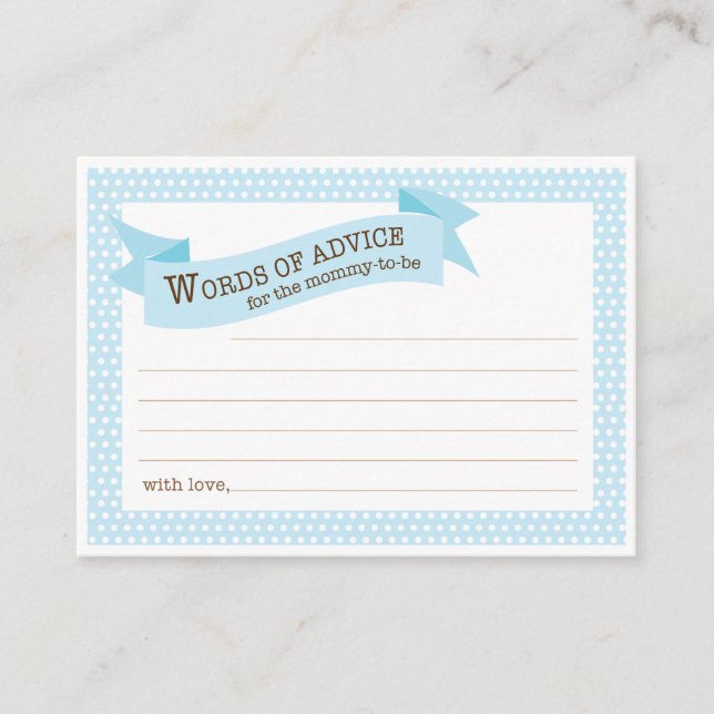 Blue Baby Shower Mummy Advice Card (Front)