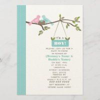 Blue Baby Shower Mummy & Daddy Birds & Nest