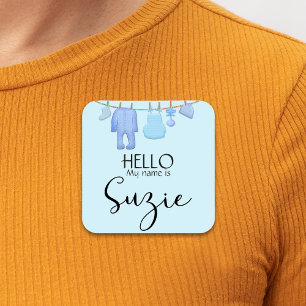 Blue Baby Shower Name Tag 