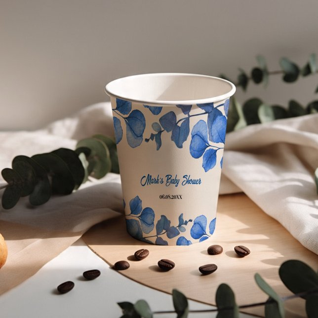 Blue Baby Shower paper cup – Custom Name & Event  (Creator Uploaded)