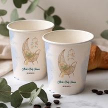 Blue Baby Shower Paper Cups – Custom Baby Name