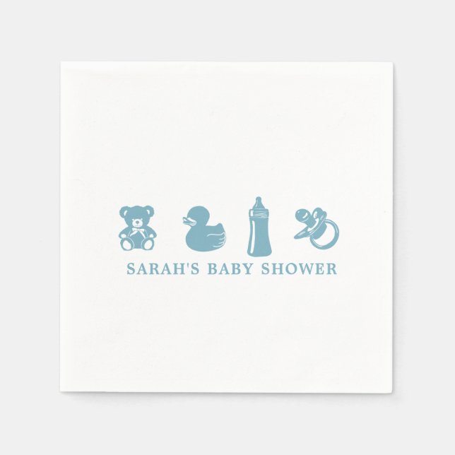 Blue Baby Shower Paper Napkin (Front)