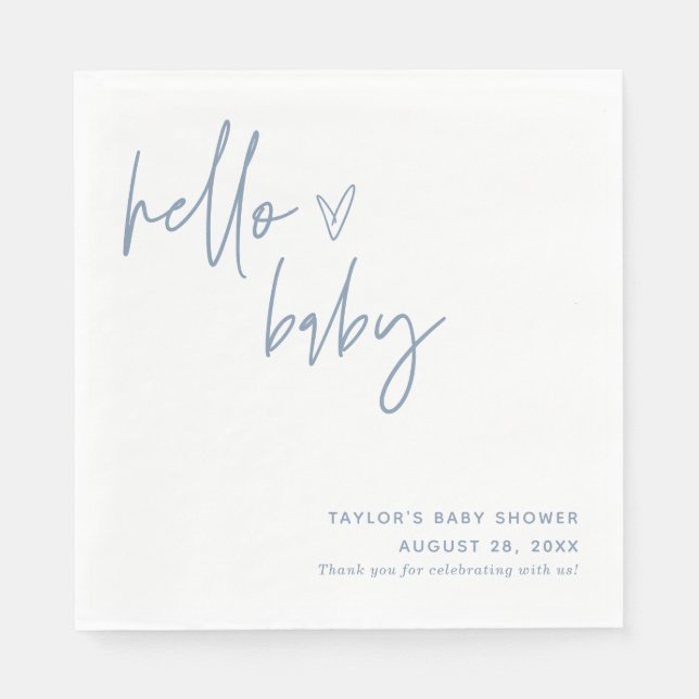 Blue Baby Shower Paper Napkin | Boho Boy Decor (Front)