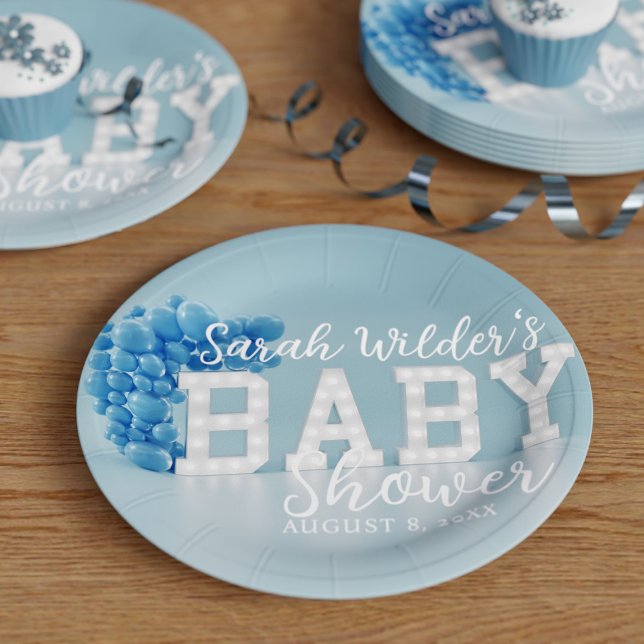 Blue Baby Shower Paper Plate (Blue baby shower? Here's you paper plates! Just add your name and party date)