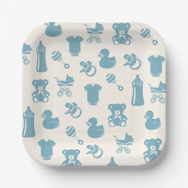 Blue Baby Shower  Paper Plate (Front)