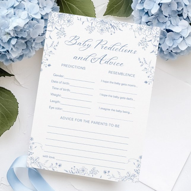 Blue Baby Shower Predictions and Advice Game Card (Creator Uploaded)