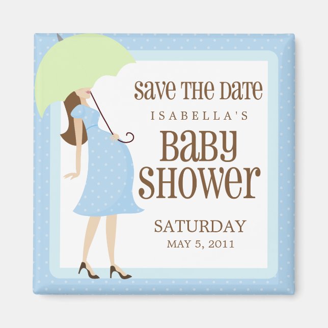 Blue Baby Shower Save The Date Magnet (Front)