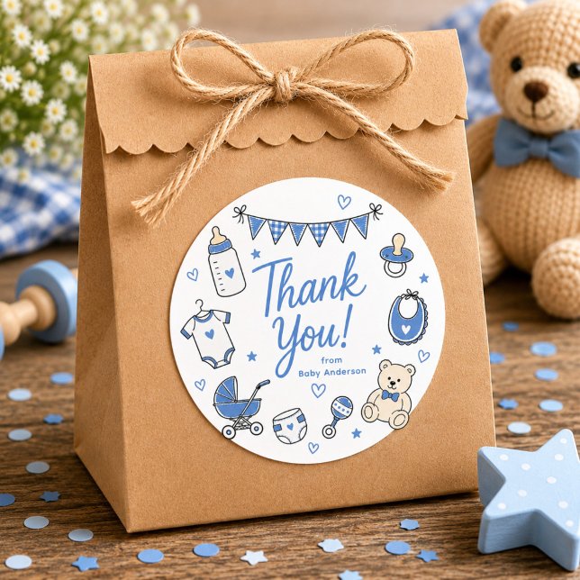 Blue Baby Shower Thank You Sticker (Creator Uploaded)
