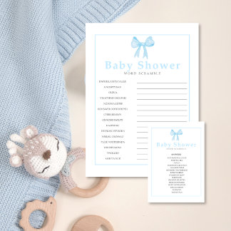 Blue Baby Shower Word Scramble Game – Printable Custom Letterhead