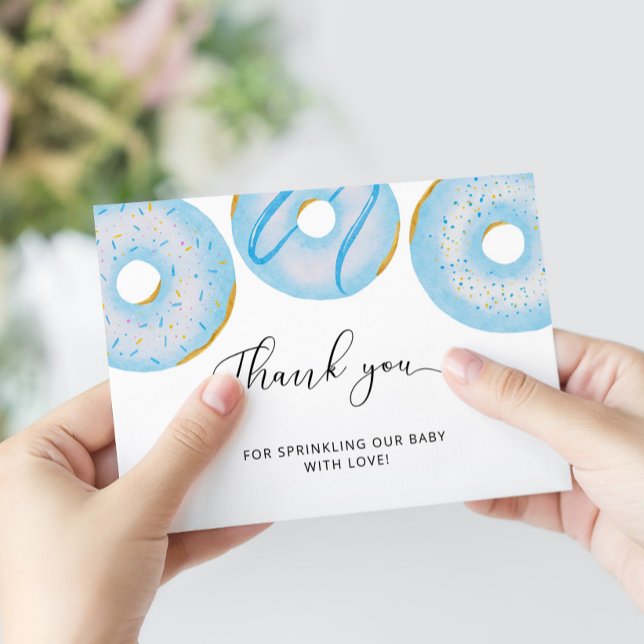 Blue baby sprinkle doughnut thank you card (Creator Uploaded)