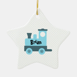 Blue Baby Toy Train Star Ornament