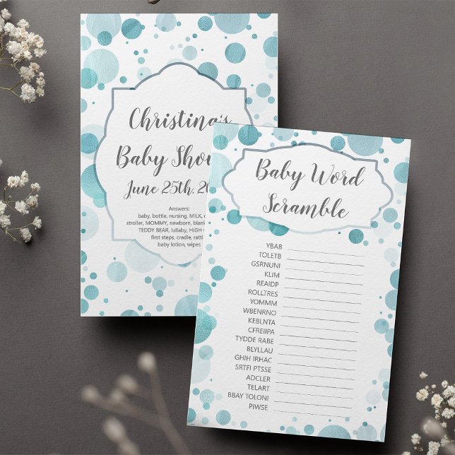 Blue Baby Word Scramble Shower Game | Answer Key (Creator Uploaded)