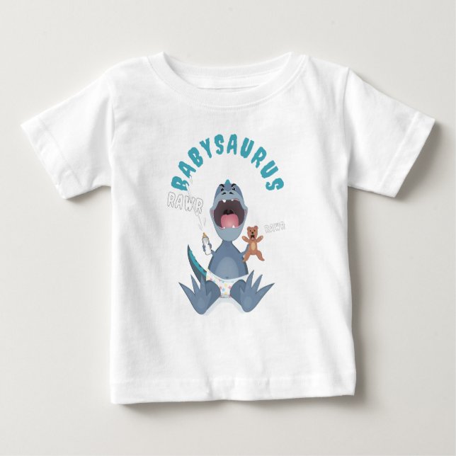 Blue Babysaurus T-rex  Baby T-Shirt (Front)