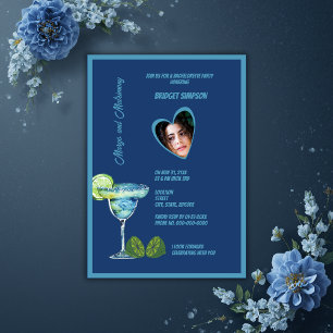 blue Bachelorette photo margs and matrimony Party Invitation