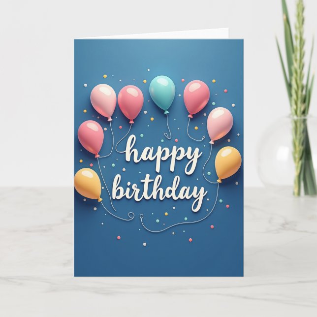 Blue Backdrop Birthday Card (Front)