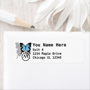Blue Backed Butterfly Shadow Monogram