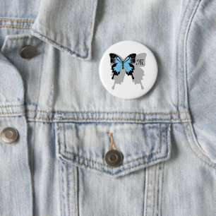 Blue Backed Butterfly Shadow Monogram 6 Cm Round Badge