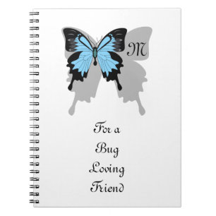 Blue Backed Butterfly Shadow Monogram Notebook