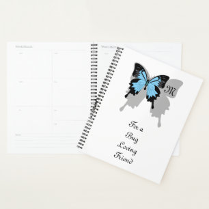 Blue Backed Butterfly Shadow Monogram Planner