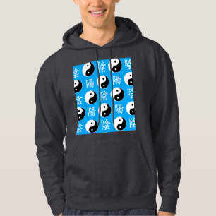 Blue Background Chinese Yinyang Pattern Hoodie