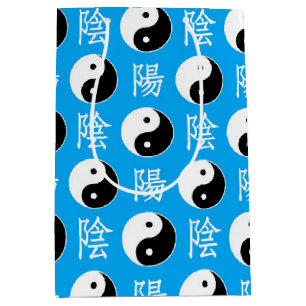 Blue Background Chinese Yinyang Pattern Medium Gift Bag