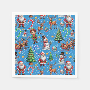 Blue Background Christmas Decorative Pattern Napkin