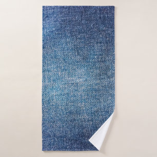 Blue background, denim jeans texture background. D Bath Towel