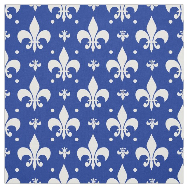 Blue Background Fleur-de-lis Pattern Design  Fabric (Swatch)
