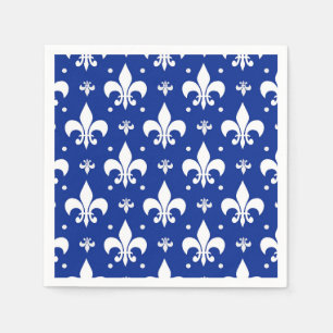 Blue Background Fleur-de-lis Pattern Design Napkin