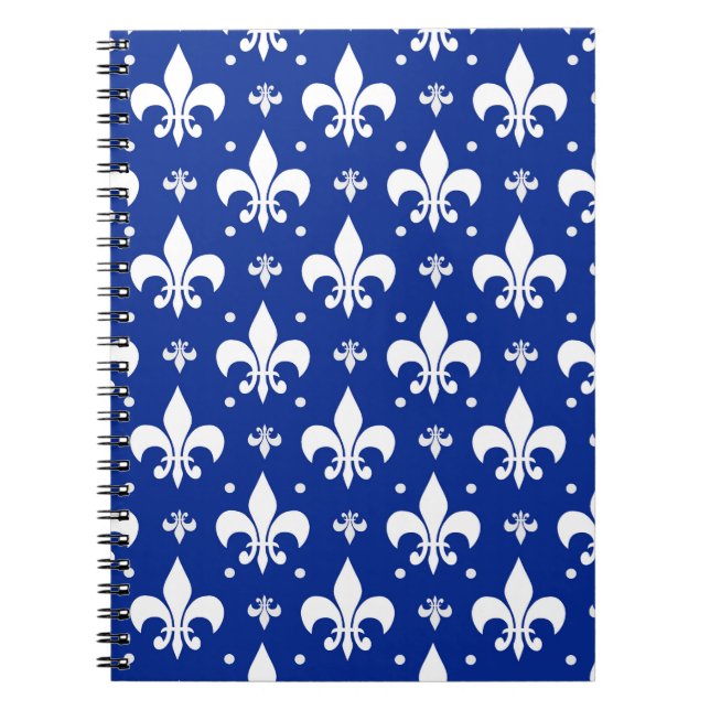 Blue Background Fleur-de-lis Pattern Design  Notebook (Front)