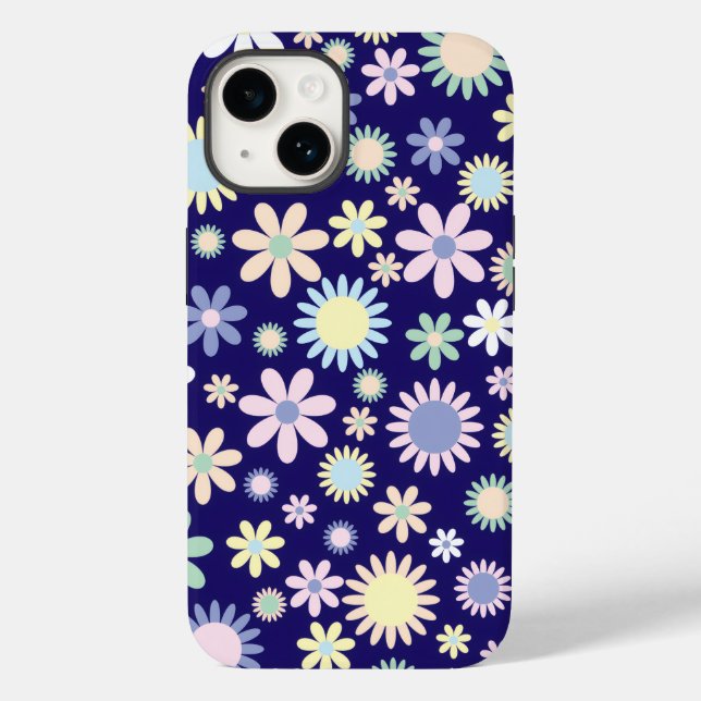 Blue Background Floral Pattern Case-Mate iPhone Case (Back)