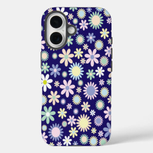 Blue Background Floral Pattern iPhone 16 Case