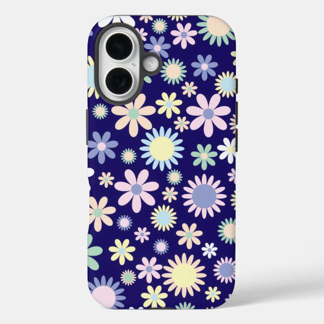 Blue Background Floral Pattern Case-Mate iPhone Case (Back)