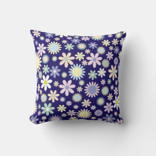 Blue Background Floral Pattern Cushion