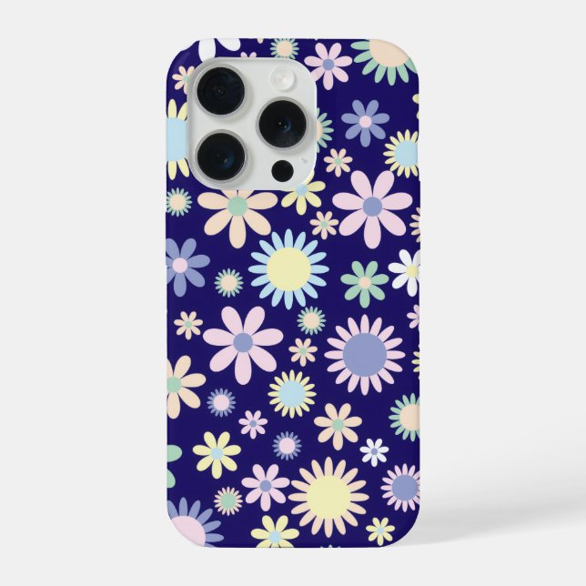 Blue Background Floral Pattern iPhone Case (Back)