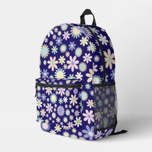 Blue Background Floral Pattern Printed Backpack