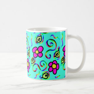 blue background flowers mug