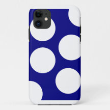 Blue Background & Large White Circles Polka Dot