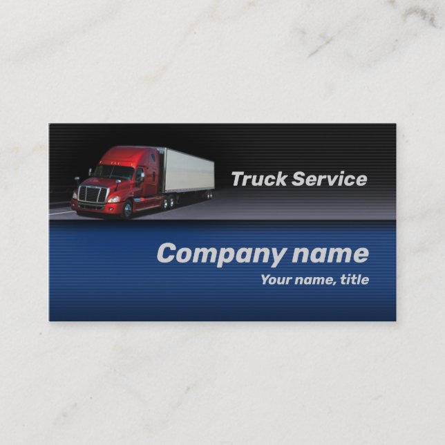 Blue Background Red Truck Business Card (Front)