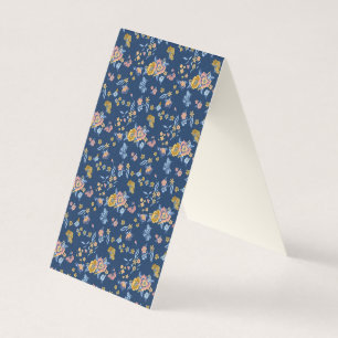 Blue Background Thread Effect Floral Pattern